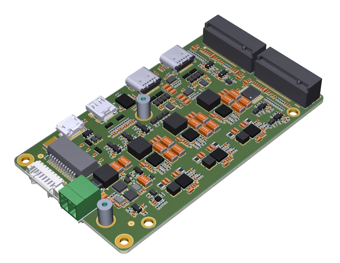 Jetson Orin NX AI vision carrier board design, M.2 side Custom carrier board designed for NVIDIA Jetson Orin NX AI vision systems, M.2 side