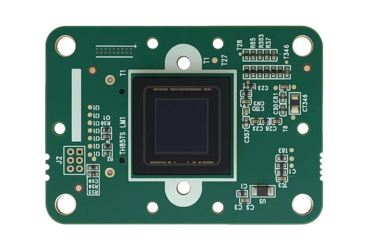 Image sensor PCB module with exposed image sensor and surface-mounted components